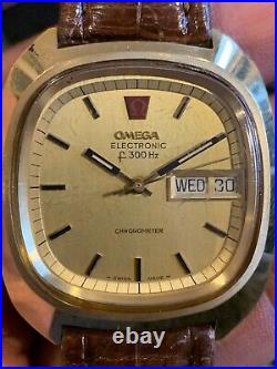 Rare Vintage Omega Electronic f300 Hz Day & Date Chronometer Watch