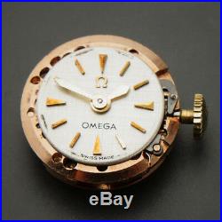 Rare Vintage Omega Octagonal Solid 14K Gold Lady's Bracelet Watch, Linen Dial