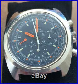 Rare Vintage Omega Seamaster Chronograph Blue Dial Watch Orange Hands 145.029