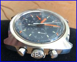 Rare Vintage Omega Seamaster Chronograph Blue Dial Watch Orange Hands 145.029