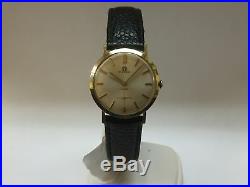 Rare Vintage Omega Sold By Cartier Solid 14k Yellow Gold Watch on Strap