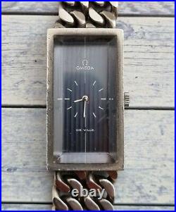 Rare Vintage Silver Omega De Ville Unisex Watch With Original Silver Bracelet