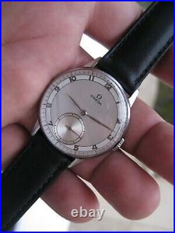 Rare Vintage Stainless Steel Omega 30t2 Mens Wristwatch Keep Time