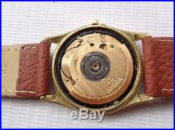 Rare Vtg Used Gold Plated Swiss Omega Seamaster Date Mens Automatic Wrist Watch