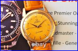 STUNNING RARE Pink Gold Cap Omega Seamaster Watch Tropical Dial Looks Runs Great