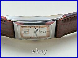 SUPERB OMEGA T17 Watch Art Deco Asymmetric All Steel case Very Rare Vintage FWO