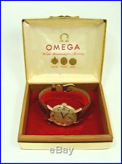 So Rare Vintage Deco Omega 30t2 Rosé 18ct Solid Gold Tear Drop Lugs, Boxed 1944