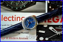 Stunning RARE Blue Dial! Vintage 1969 Omega Chronostop Geneve Chronograph Watch