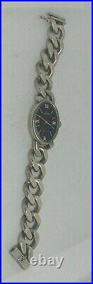 VINTAGE 925 SOLID SILVER OMEGA DEVILLE LADIES WATCH WITH ORIGINAL STRAP Rare