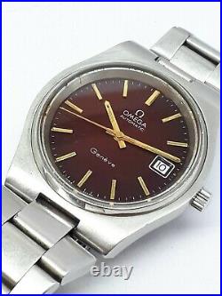 VINTAG RARE OMEGA GENEVE AUTOMATIC MENS RED SPIDER DIAL WATCH STEEL BIG 38mm