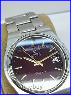 VINTAG RARE OMEGA GENEVE AUTOMATIC MENS RED SPIDER DIAL WATCH STEEL BIG 38mm