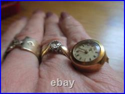 Vintage 18ct Gold Omega Ring Watch, Hidden Winder, Size J, Gwo, Rare