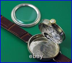 Vintage 1915 OMEGA WWI Early HERMETIC Military Trench STERLING Watch Super Rare