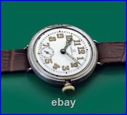 Vintage 1915 OMEGA WWI Early HERMETIC Military Trench STERLING Watch Super Rare