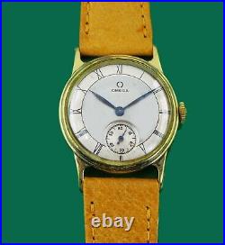 Vintage 1936 OMEGA 29mm Boy's Size Men's 14k Gold Filled Watch Super Rare