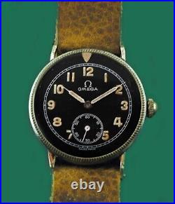 Vintage 1937 OMEGA WWII Military Pilots Bomber Aviator Watch 35mm Super Rare