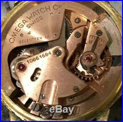 Vintage 1945 Men's OMEGA Automatic Watch RARE black dial 14K Gold Filled 17j