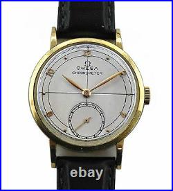 Vintage 1947 Solid 18k Gold Omega Chronometer Men's Dress Super Rare Watch