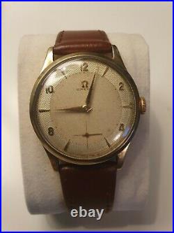 Vintage 9ct Gold Omega Watch Rare Honeycombe Two Tone Dial Cal 266