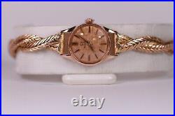 Vintage Ladies Omega Watch in Rare Rose Gold 18k Watch Very Clean Running Good