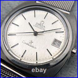 Vintage Limited Rare Omega Constellation 198.002 Men'S Date Quartz Silver Dial