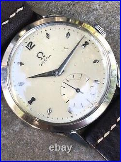 Vintage Mens Omega 2605 Cal 266 Rare Spider Lugs Rare Dial Watch Steel Case 36mm