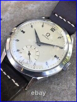 Vintage Mens Omega 2605 Cal 266 Rare Spider Lugs Rare Dial Watch Steel Case 36mm