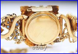 Vintage OMEGA 18K Gold Pearl Sapphire & Diamonds Grape Watch Bracelet Very RARE