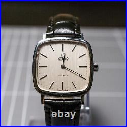 Vintage OMEGA De Ville 1977 cal. 1330 RARE Square Quartz Silver Men Watch