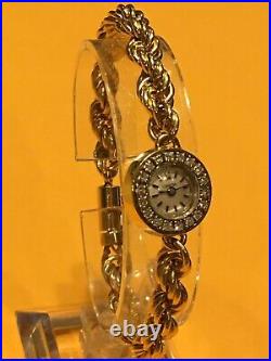 Vintage OMEGA Diamond Watch 14K case band Rare Concealed Backwind sign 4x 18.5g