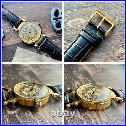 Vintage OMEGA Handwound Watch Skeleton Rare Men's Watch 1900s Case 46mm Gold OH