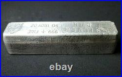 Vintage OMEGA M&B MINING Poured 50 Troy Ounce. 999 Pure SILVER BAR Very RARE