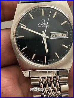 Vintage Omega Automatic Dark Blue Dial Date Dress Men's Watch Rare Items