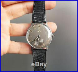 Vintage Omega Bauhaus Watch Rare Military style Dial 1940s WWII era 35mm Steel