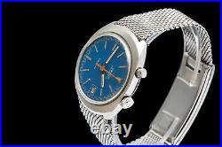 Vintage Omega Chronostop Driver Rare Blue Dial Men's Wrist Watch 1969