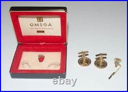 Vintage Omega Cufflinks with Box Genuine Stone Great shape RARE (F2)