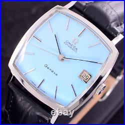 Vintage Omega De Ville Automatic Sky Blue Dial Date Dress Men's Watch Rare Items