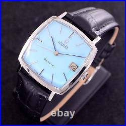 Vintage Omega De Ville Automatic Sky Blue Dial Date Dress Men's Watch Rare Items