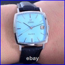 Vintage Omega De Ville Automatic Sky Blue Dial Date Dress Men's Watch Rare Items