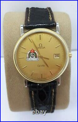 Vintage Omega De Ville Date Mens Watch Swiss Made Gp Rare Jordan Logo Perfect