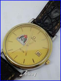 Vintage Omega De Ville Date Mens Watch Swiss Made Gp Rare Jordan Logo Perfect
