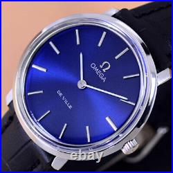 Vintage Omega De Ville Hand-winding Blue Dial Dress Men's Watch Rare Items