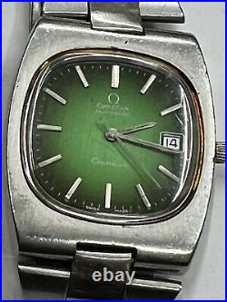 Vintage Omega Geneva Steel Rare Green Dial Working