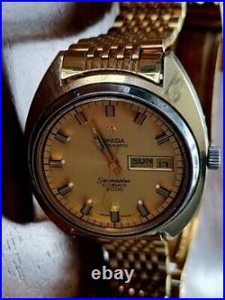Vintage Omega Gents Automatic Seamaster Cosmic 2000 1970's rare gold tone dial