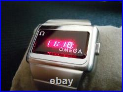 Vintage Omega LED Digital Watch Rare One Button Stainless Steel TC-1