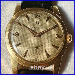 Vintage Omega Seamaster 18k Solid Gold Waffle Dial Cal. 342 Men's Watch RARE