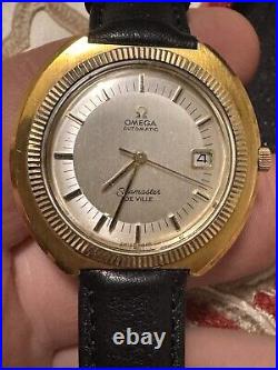 Vintage Omega Seamaster Deville Used 14k Gold Filled Km6326 Rare Excellent