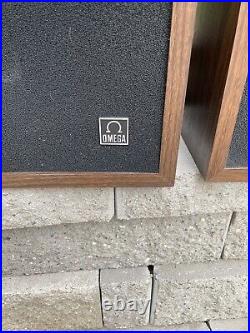 Vintage Omega Speakers USA Veneer Floor Standing Rare working