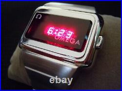 Vintage Omega Time Computer LED LCD Digital Watch Rare One Button SS TC1