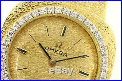 Vintage Omega Watch Solid 18k Yellow Gold Diamond Bezel Manual Wind Rare Find